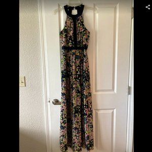 BCBG MaxAzria Floral and Navy Gown